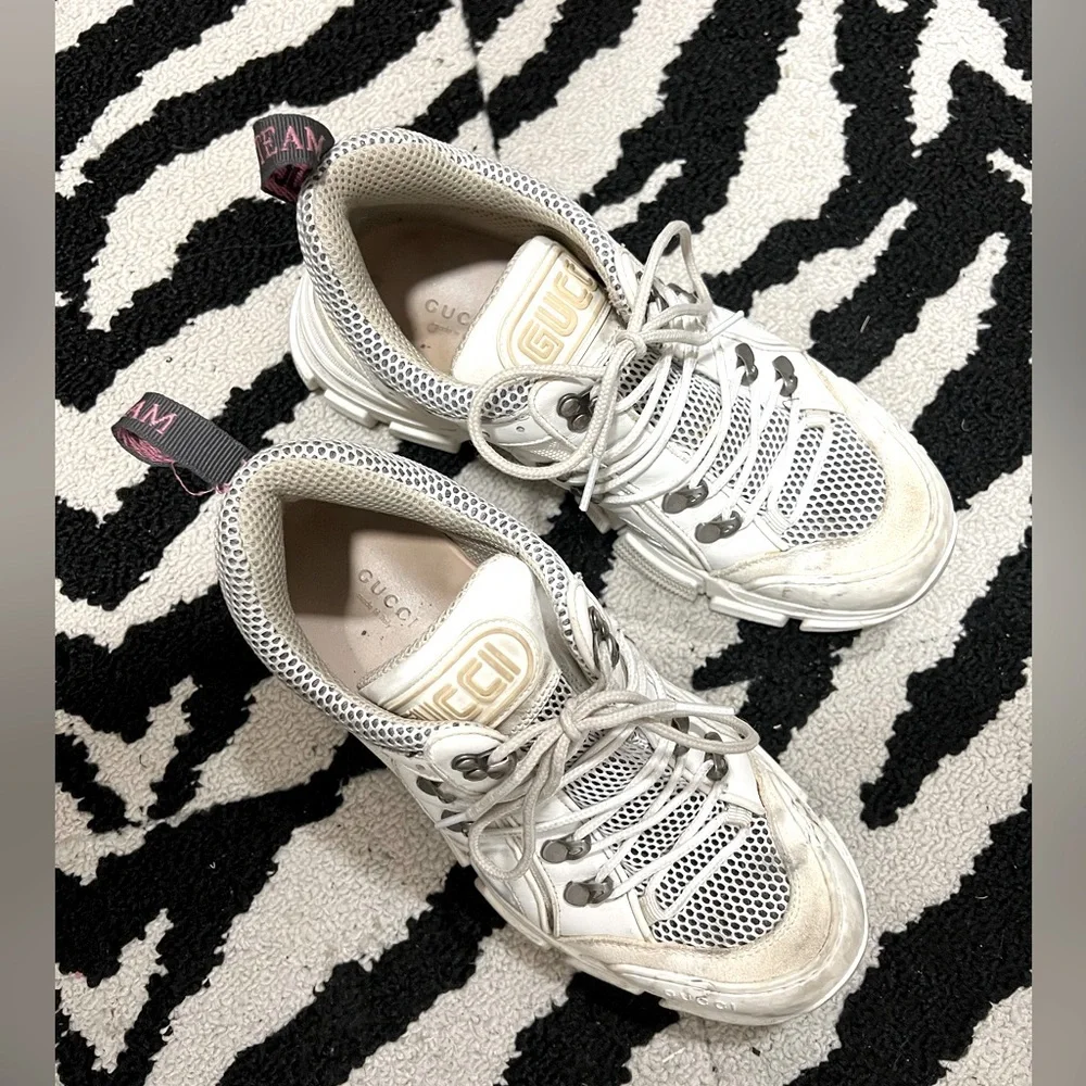 Gucci White Flashtrek Sneakers - Picture 6 of 6